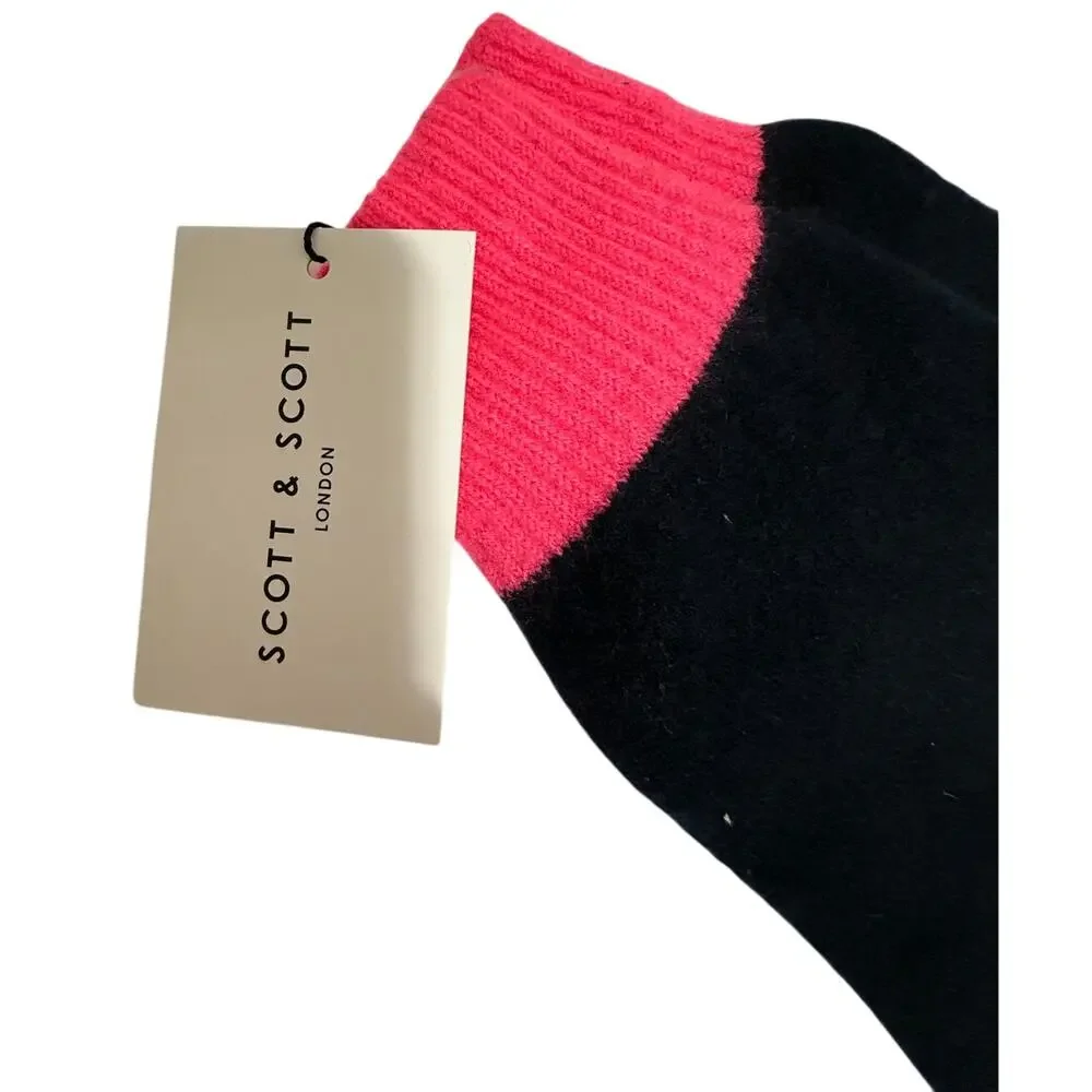 Scott & Scott London Colorblock Gloves - Black & Pink - NWT